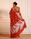 Red Woven Meenadar Booti Silk Saree