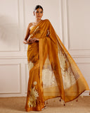 Mustard Tissue Mal Chanderi Saree