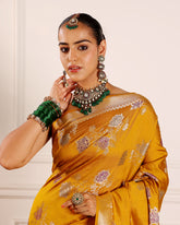Jaal Weaving Mustard Silk Saree