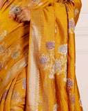 Jaal Weaving Mustard Silk Saree