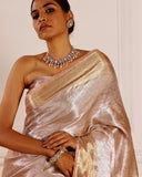 Peach Tissue Weave Saree