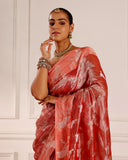 Red Tissue Woven Saree
