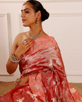 Red Tissue Woven Saree