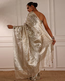 IVORY WOVEN TISSUE SAREE