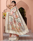 Cow Pichwai Beige Chiniya Saree