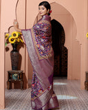 Burgundy Colour Chiniya Silk Saree