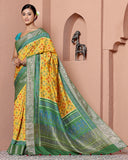 Mustard Chiniya Silk Saree