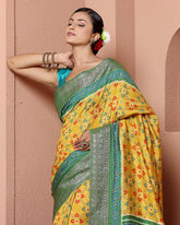 Mustard Chiniya Silk Saree