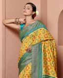 Mustard Chiniya Silk Saree