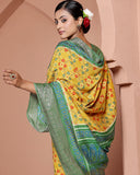 Mustard Chiniya Silk Saree