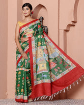 Green Bamboo Tussar Silk Saree