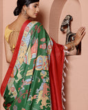 Green Bamboo Tussar Silk Saree