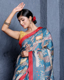 Midnight Blue Bamboo Tussar Silk Saree