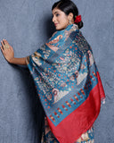 Midnight Blue Bamboo Tussar Silk Saree