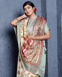 Beige Chiniya Silk Saree