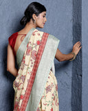Beige Chiniya Silk Saree