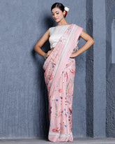 Pastel Pink Bamboo Tussar Silk Saree