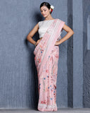 Pastel Pink Bamboo Tussar Silk Saree