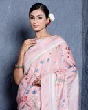 Pastel Pink Bamboo Tussar Silk Saree