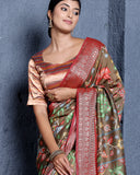 Brown Kalamkari Chiniya Silk Saree