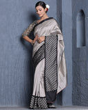 Beige Gajji Mashru Silk Saree