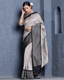 Beige Gajji Mashru Silk Saree