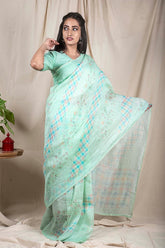 Sea Green Linen Silk Saree
