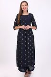 Navy Blue Pleated Kurta