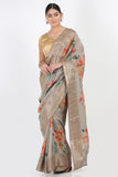 Steel Grey Moonga Silk Saree - Silk Mark Certified