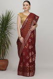 Soft Maroon Katan Silk Drape