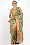 Fern Green Handloom Khadua Katan Silk Drape