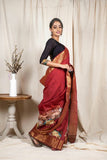 Maroon Moonga Silk Saree - Silk Mark Certified
