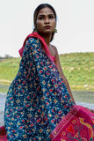 Blue Ikkat Print Chanderi Saree