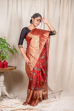 Ruby Red Moonga Silk Saree - Silk Mark Certified