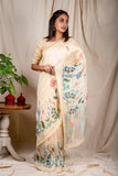 Pastel Lemon Linen Silk Saree