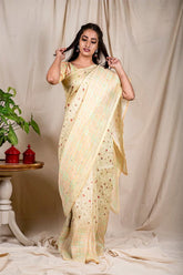 Lemon Linen Silk Saree