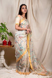 Multiple Paste Linen Silk Saree