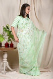 Light Green Linen Silk Saree