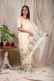 Pastel Lemon Linen Silk Saree