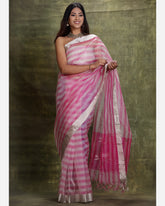 Pink Organza Handloom Silk Saree