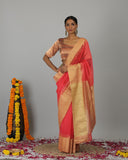 Tomato Red Chanderi Silk Saree