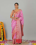 Pink Katan Silk Saree - Silk Mark Certified
