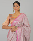 Onion Pink Pure Katan Silk Saree -	Silk Mark Certified