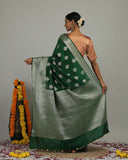 Kamayini Green Pure Katan Silk Saree - Silk Mark Certified