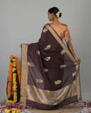 Coffee Brown Pure Katan Silk Saree - Silk Mark Certified