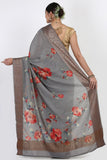 Steel Grey Moonga Silk Saree - Silk Mark Certified
