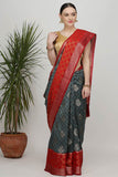 Dark Grey Katan Silk Saree