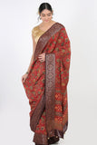 Scarlet Red Kalamkari Moonga Silk Saree - Silk Mark Certified