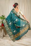 Dark Turquoise Moonga Silk Saree - Silk Mark Certified