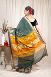Olive Green Moonga Silk Saree - Silk Mark Certified